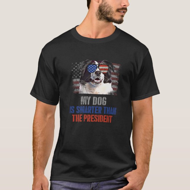 T-shirt Mon Bordure Collie Chien plus intelligent que Prés (Devant)