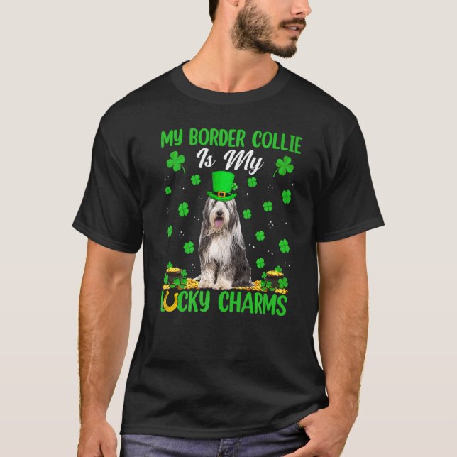 T-shirt Mon Bordure Collie Est Mon Charmant Charms St Patr (Devant)
