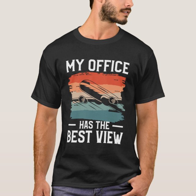 T-shirt Mon Bureau A La Meilleure Vue Aviateur Pilote (Devant)