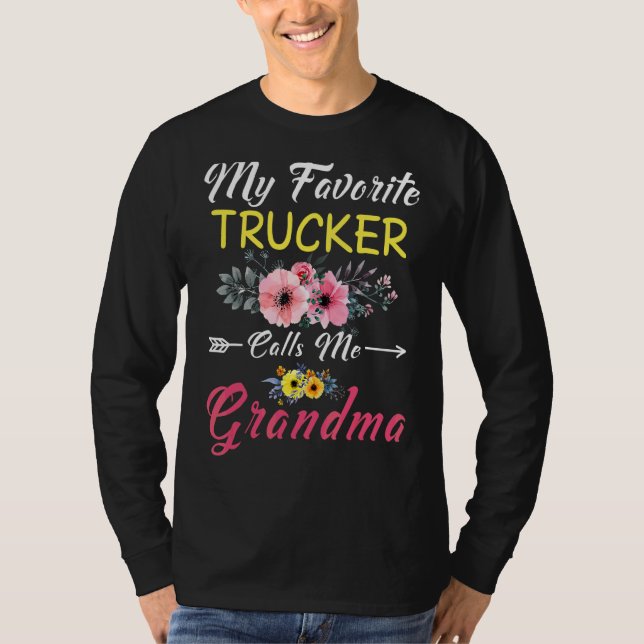 T-shirt Mon Camion Favori M'Appelle Grandma Flowers Mothe (Devant)