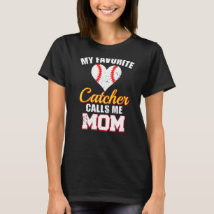 T-shirt Mon Catcher Favori M'Appelle Maman Catcher Basebal