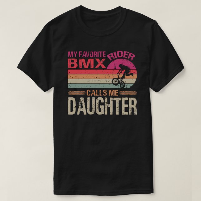 T-shirt Mon cavalier BMX favori m'appelle fille père D (Design devant)