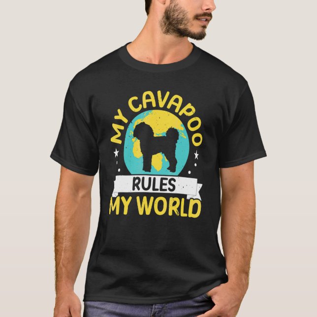 T-shirt Mon Cavapoo Dirige Mon Monde Chien Propriétaire De (Devant)