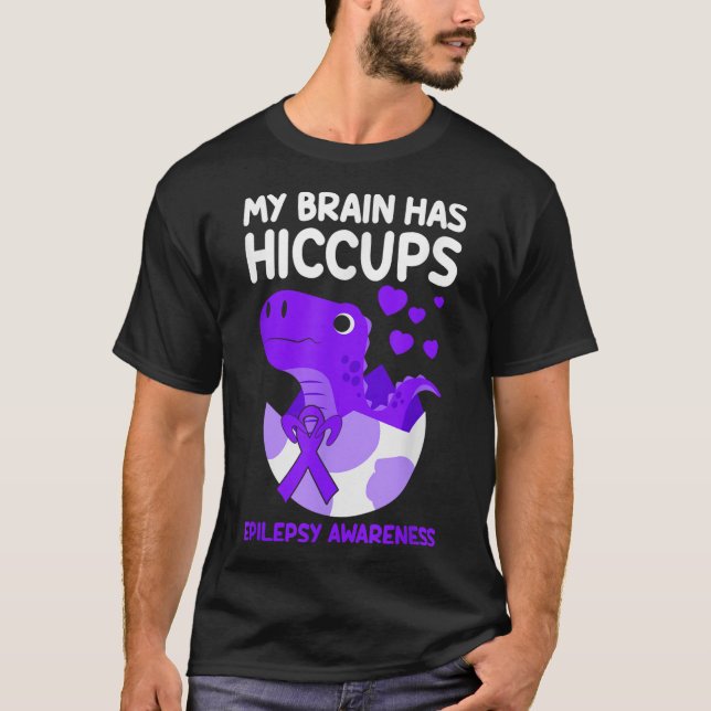 T-shirt Mon Cerveau A Hictasses Purple Ribbon Epilepsie (Devant)