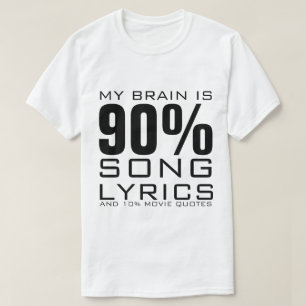 T-SHIRT MON CERVEAU EST 90% PAROLES DE CHANSON