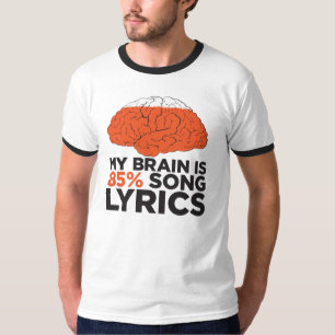 T-shirt Mon cerveau est des textes de chanson de 85%