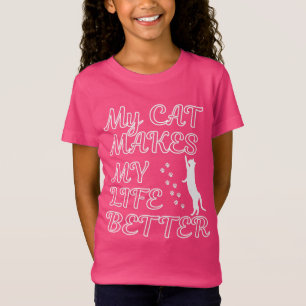 T-Shirt Mon chat améliore ma vie - Citation Amoureux des c