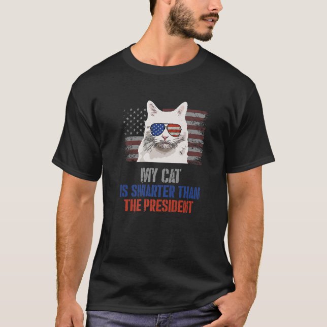 T-shirt Mon chat Angora turc plus intelligent que le prési (Devant)