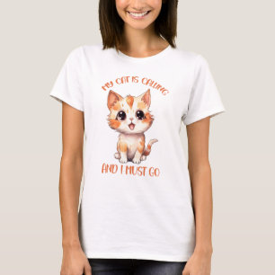 T-shirt Mon Chat Appelle Un Chat Orange Cute