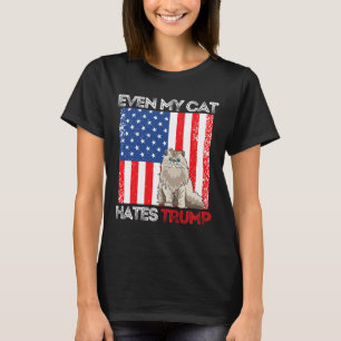 T-shirt Mon chat déteste Trump contre Trump American Flag 