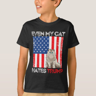 T-shirt Mon chat déteste Trump contre Trump American Flag 