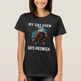 T-shirt Mon chat dit même Meowica Patriotic Chat Propriéta