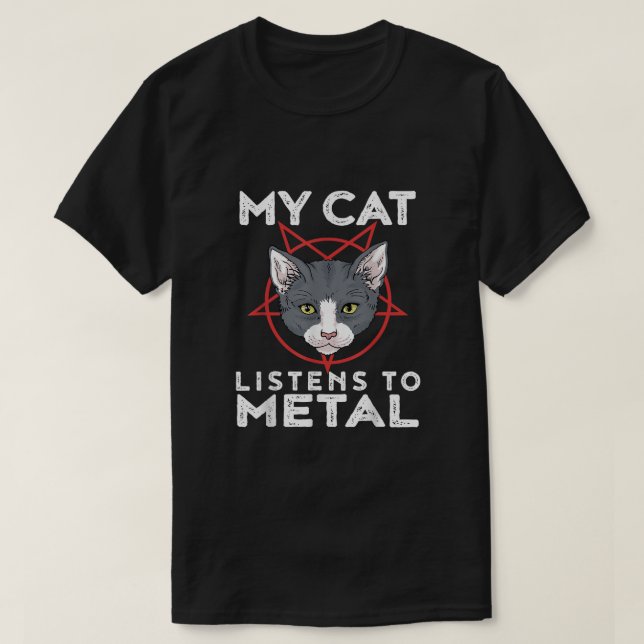 T-shirt Mon Chat Écoute Le Métal (Design devant)