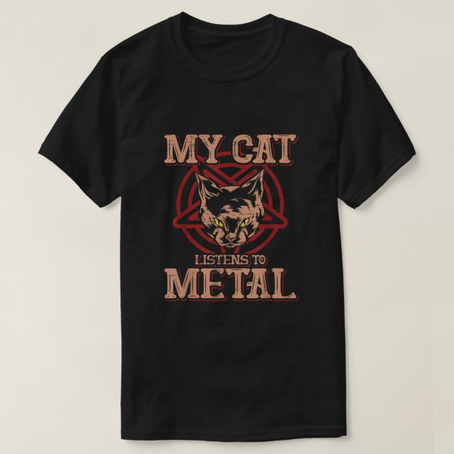 T-shirt Mon chat écoute Métal Black Dark Rock Deet Met (Design devant)