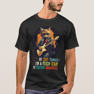 T-shirt Mon chat est le roi du Rock'n Roll avec une guitar