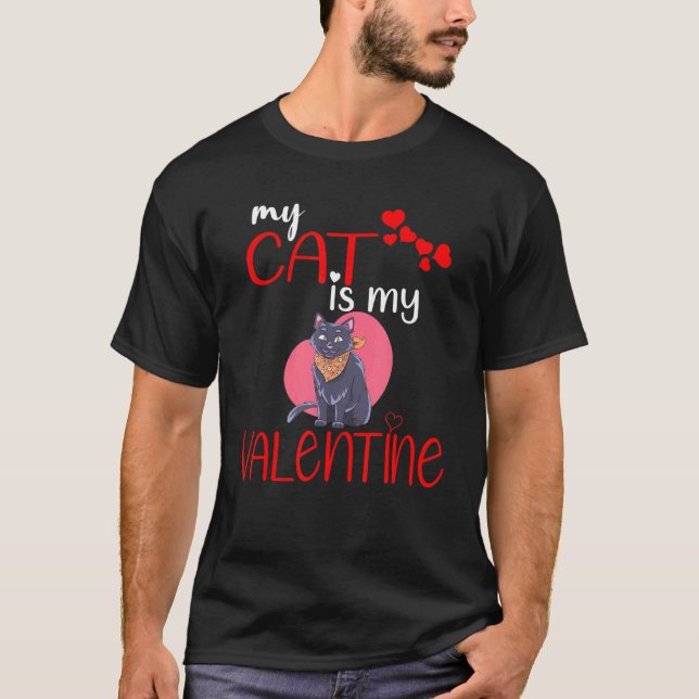 T-shirt Mon Chat Est Ma Saint Valentin Très Mignonne Saint (Devant)