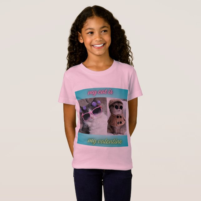T-Shirt mon chat est ma valentine (Devant entier)