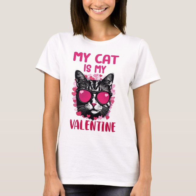 T-shirt Mon chat est ma valentine (Devant)