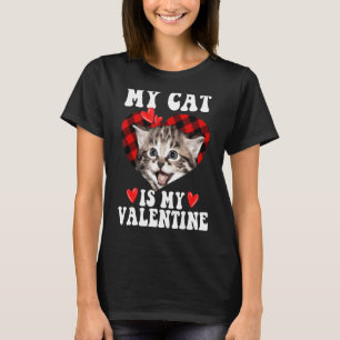 T-shirt Mon Chat Est Mon Buffle Valentin Plaid Coeur Chat 