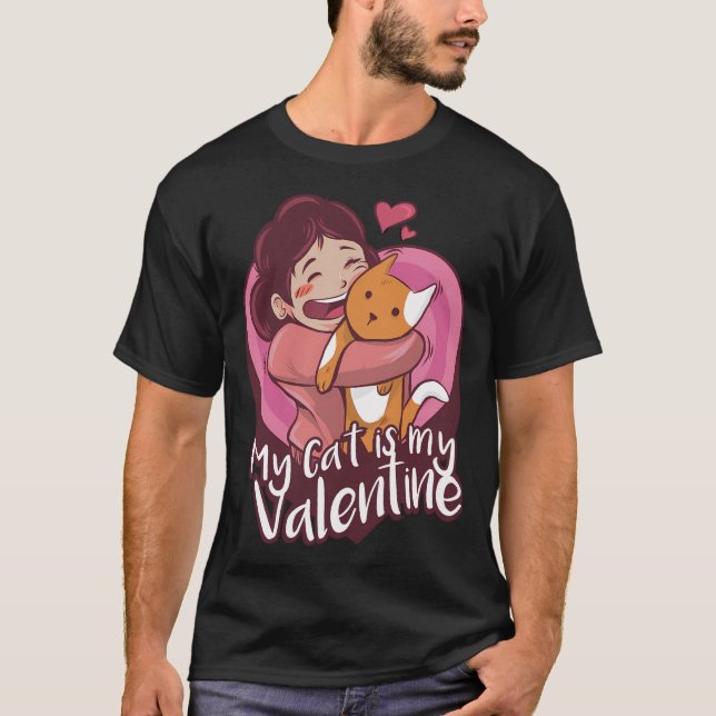 T-shirt Mon chat est mon cadeau Valentine mignonne anti V- (Devant)