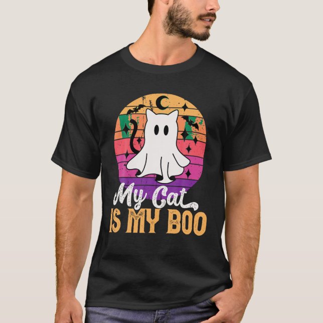 T-shirt Mon Chat Est Mon Chat Fantôme Chat Halloween Drôle (Devant)