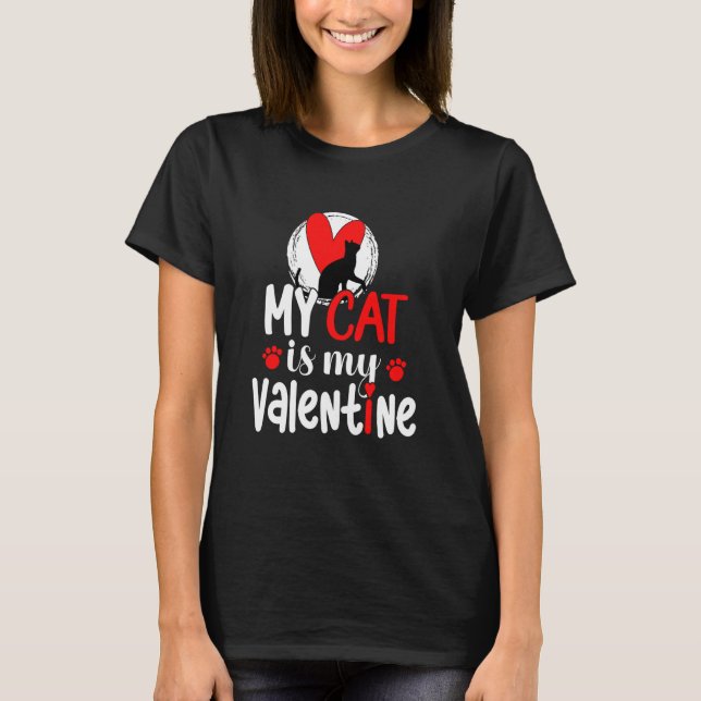 T-shirt Mon Chat Est Mon Coeur Valentin Saint-Valentin (Devant)