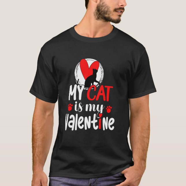 T-shirt Mon Chat Est Mon Coeur Valentin Saint-Valentin (Devant)