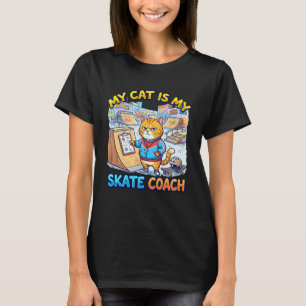 T-shirt Mon chat est mon entraîneur de skate drôle skatebo