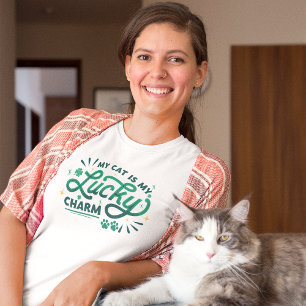 T-shirt Mon chat est mon porte-bonheur Saint-Patrick Custo