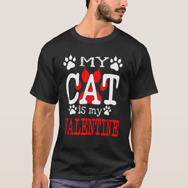 T-shirt Mon chat est mon Saint-Valentin (Devant)