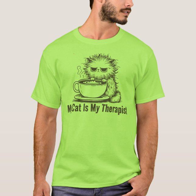 T-shirt Mon Chat Est Mon Thérapeute. (Devant)