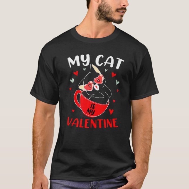 T-shirt Mon chat est mon Valentin (Devant)
