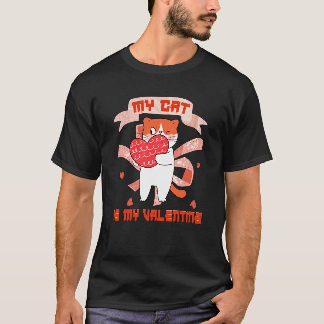 T-shirt Mon chat est mon Valentin  2 (Devant)