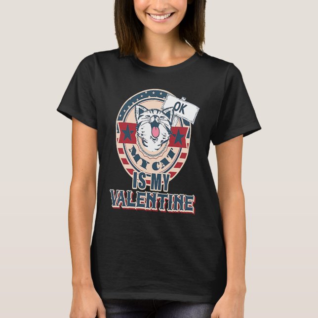 T-shirt Mon chat est mon Valentin  Anti Saint-Valentin (Devant)