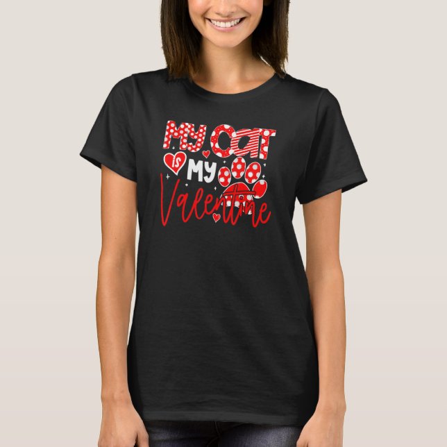 T-shirt Mon chat est mon valentin chats jour de la Saint-V (Devant)
