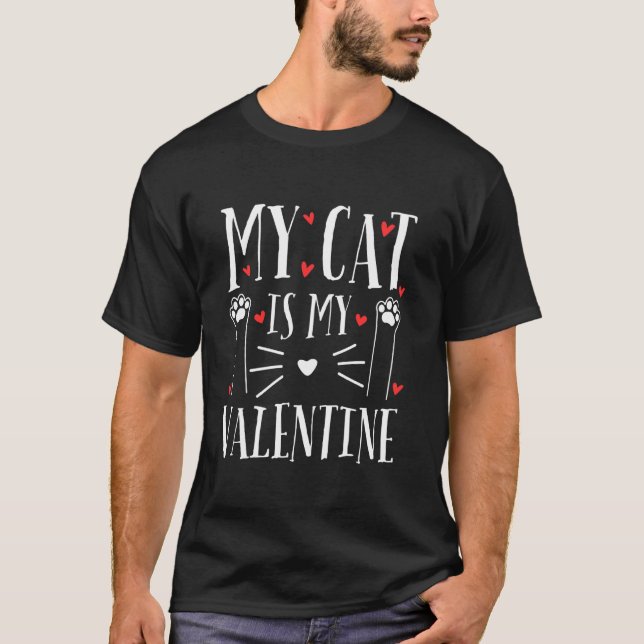 T-shirt Mon chat est mon Valentin drôle de Saint-Valentin (Devant)