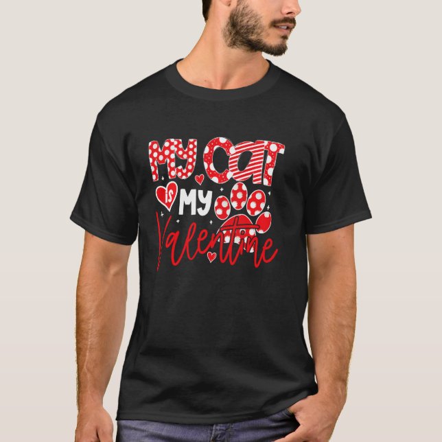 T-shirt Mon chat est mon Valentin drôle de Saint-Valentin  (Devant)