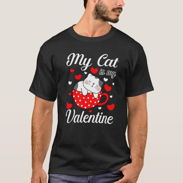 T-shirt Mon chat est mon valentin Kitten Cat  Saint Valent (Devant)