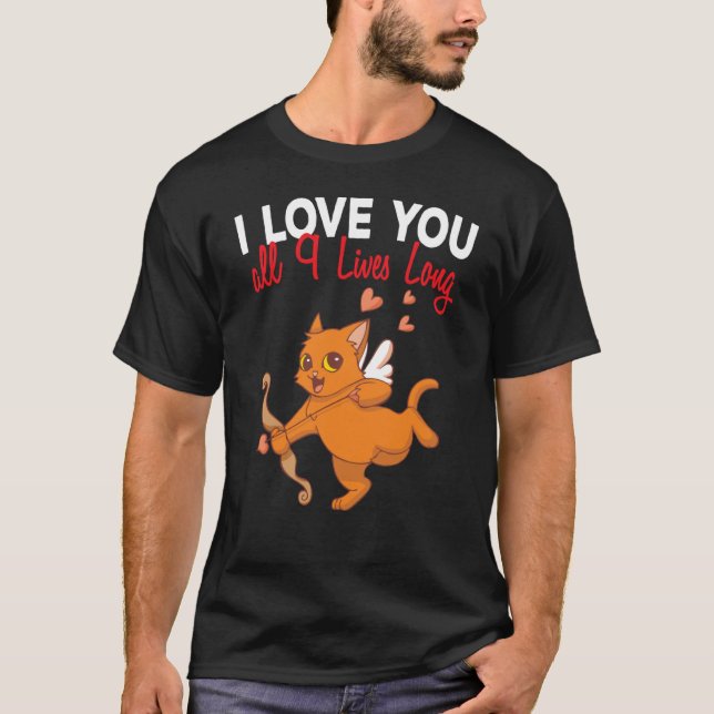 T-shirt Mon chat est mon valentin Kitten Cupid Saint Valen (Devant)