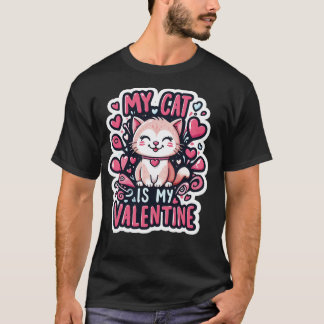 T-shirt Mon chat est mon Valentin Mignon chat jour de la S