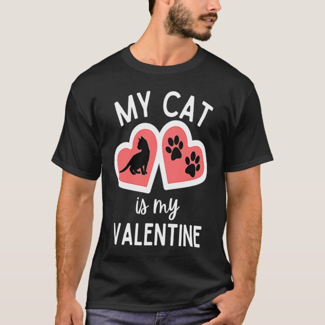 T-shirt Mon chat est mon Valentin  Saint Valentin (Devant)