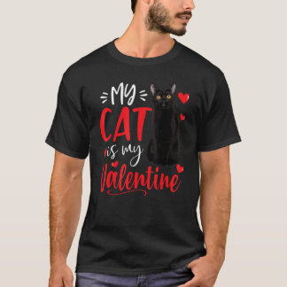 T-shirt Mon chat est mon Valentin Saint-Valentin Chat noir