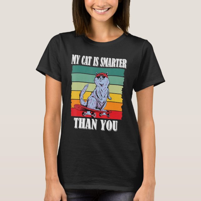 T-shirt Mon chat est plus intelligent que toi, drôle mème  (Devant)