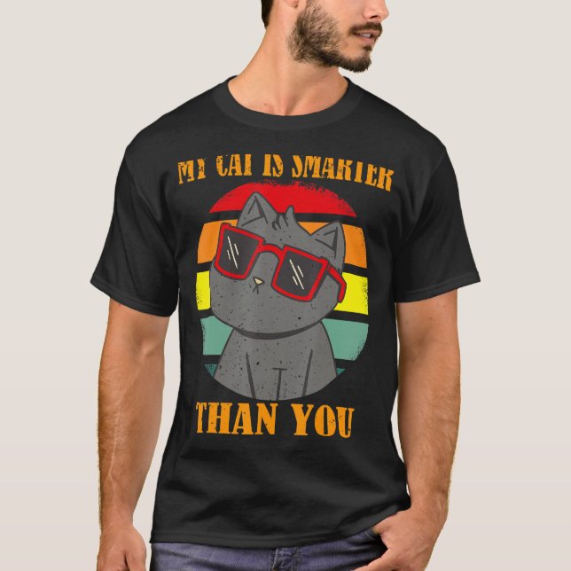 T-shirt Mon chat est plus intelligent que vous, drôle mème (Devant)