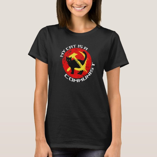 T-shirt Mon chat est un communiste pour chat (Devant)