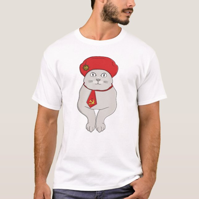 T-shirt Mon chat est un mème de chat communiste soviétique (Devant)