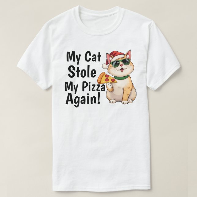 T-shirt Mon chat m'a volé ma pizza... encore (Design devant)