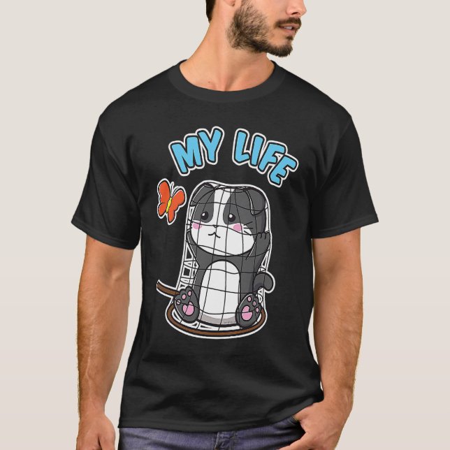 T-shirt Mon chat mignon pris dans un filet papillon (Devant)