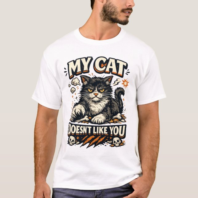 T-shirt Mon Chat Ne T'Aime Pas Rétro (Devant)