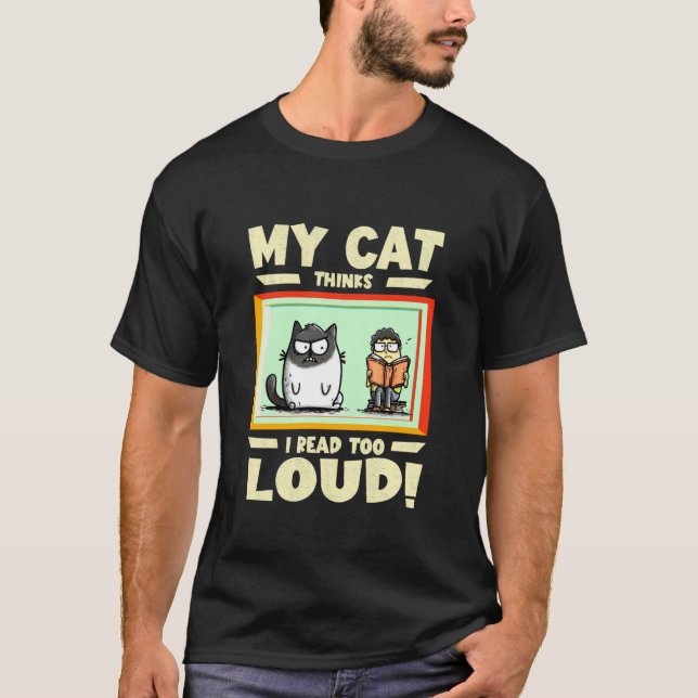 T-shirt Mon chat pense que je lis trop fort (Devant)